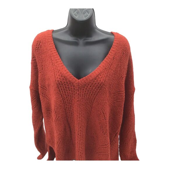 Cupcakes and Cashmere Women’s Small Orange Sweater VNeck Pullover NWOT Fall Cozy - Picture 5 of 13